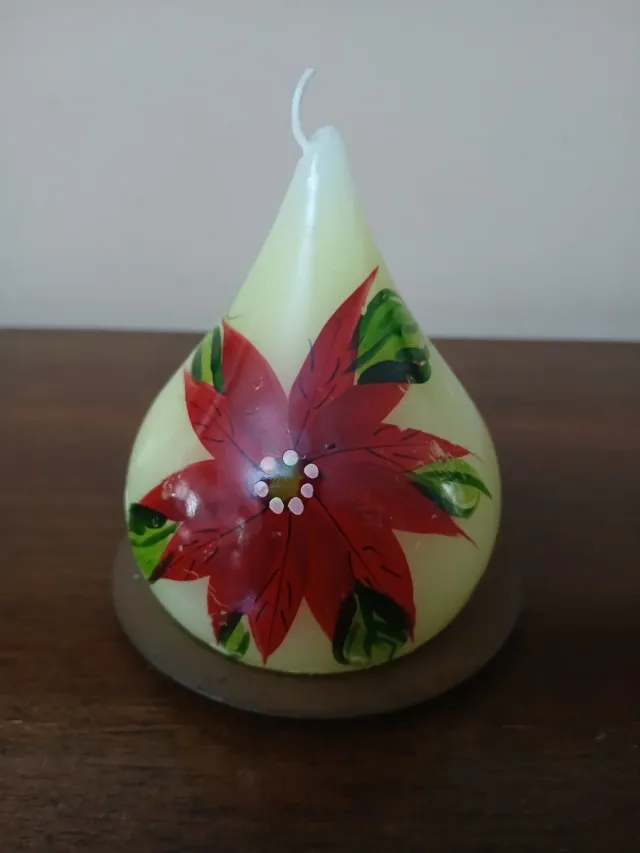 Candela decorata con piattino in ottone