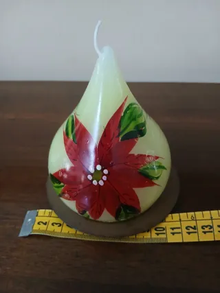 Candela decorata con piattino in ottone