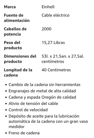 Motosierra Eléctrica Einhell GH-EC 2040