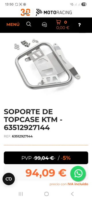 Top Case Touratech/ soporte KTM 1290