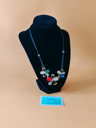 Collana con Fiori Multicolor e Cristalli