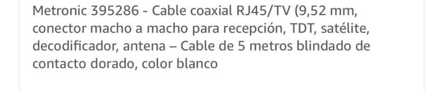 Cable Coaxial RJ45/TV Metronic 2m