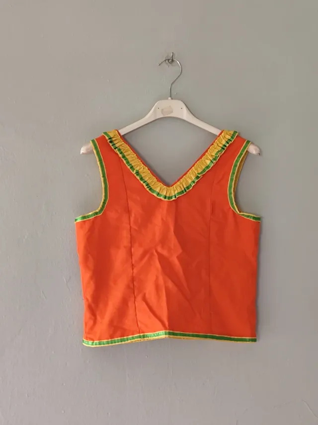 Traje Flamenca Naranja, Verde y amarillo