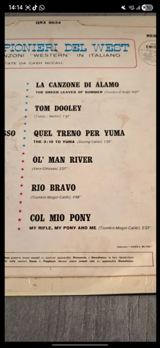 Canti dei Pionieri del West Vinile