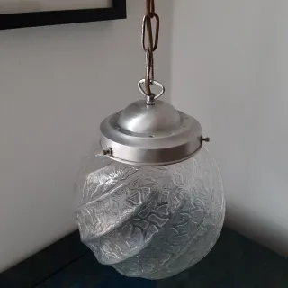 Lampadario Space Age Vetro Metallo Anni '70