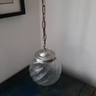 Lampadario Space Age Vetro Metallo Anni '70