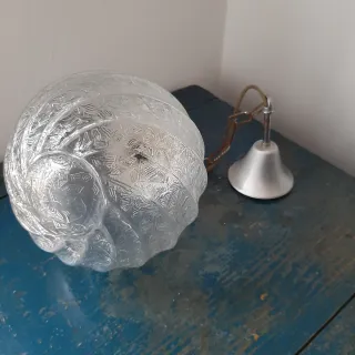 Lampadario Space Age Vetro Metallo Anni '70