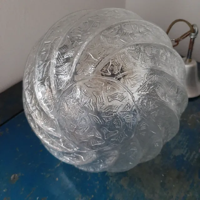 Lampadario Space Age Vetro Metallo Anni '70