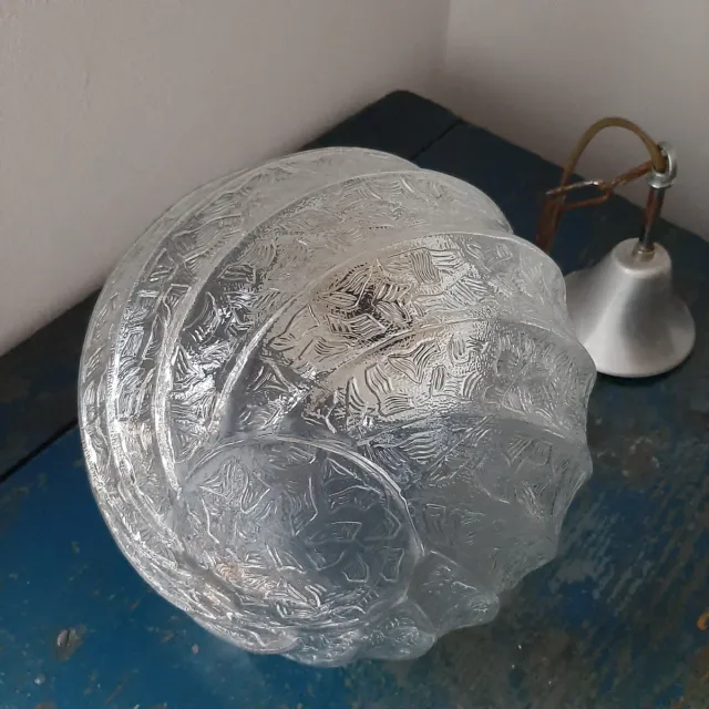 Lampadario Space Age Vetro Metallo Anni '70