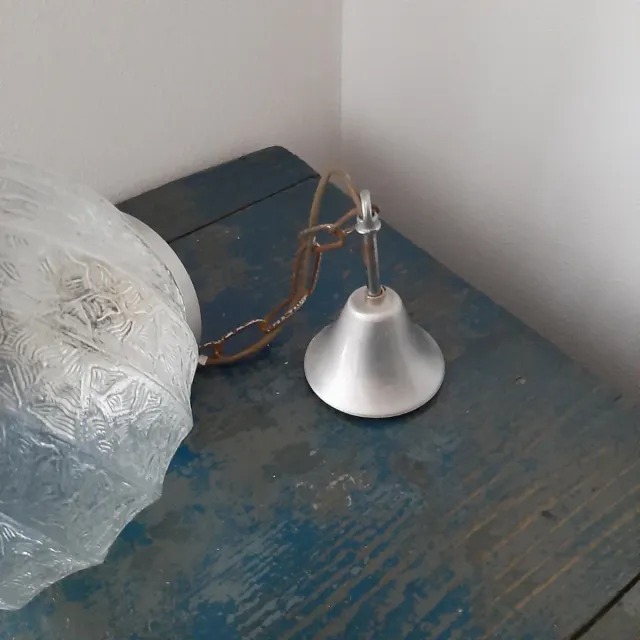 Lampadario Space Age Vetro Metallo Anni '70