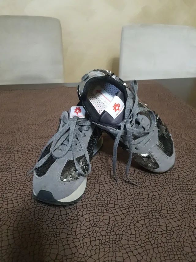 Scarpe donna grigie con paillettes