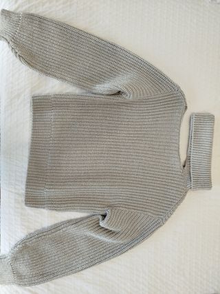 Jersey Mango cuello vuelto gris