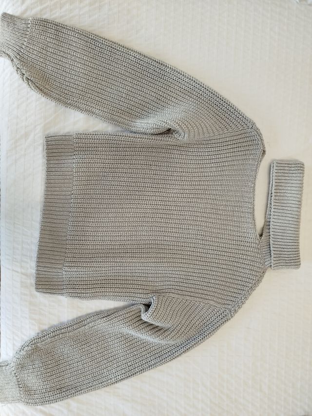 Jersey Mango cuello vuelto gris