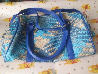 Bolso bandolera azul y dorado 34x24cm