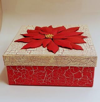 Scatola decorata a mano Natale Poinsettia