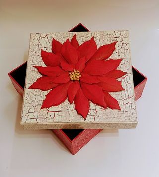 Scatola decorata a mano Natale Poinsettia