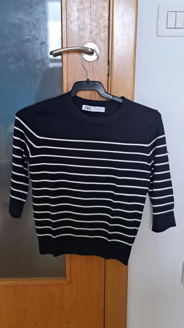 Jersey marinero Zara rayas negro blanco XS