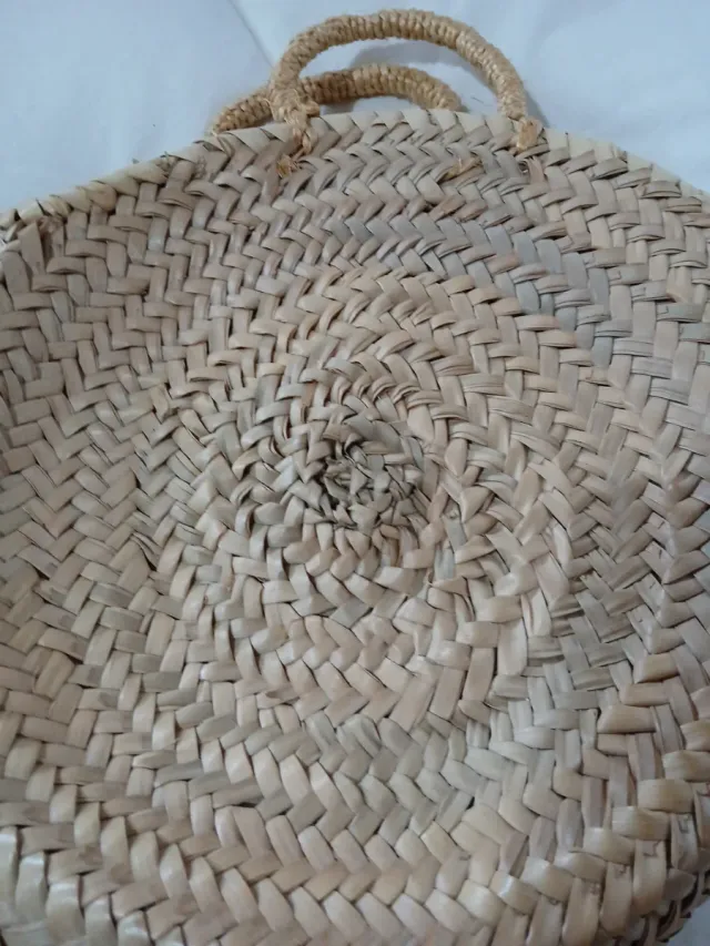 Capazo palma redondo 27cm asa corta beige