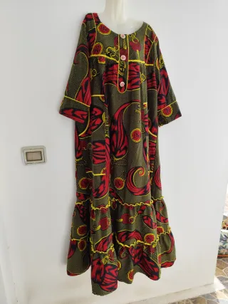 Vestido maxi tela corte africano colores vivos.