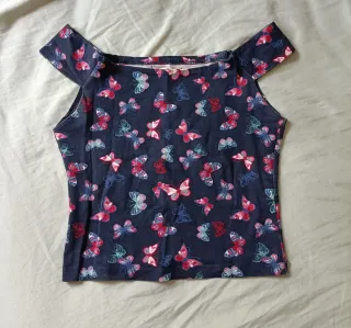 Top Mariposas Azul y Rosa