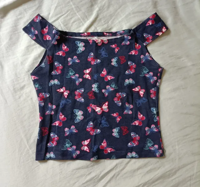 Top Mariposas Azul y Rosa