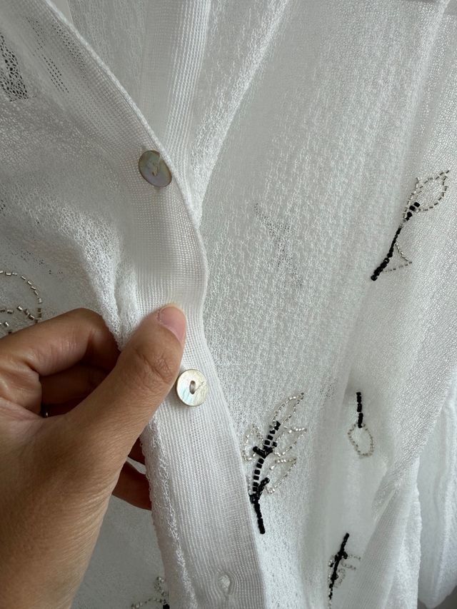 Camisa Zara punto fino abalorios