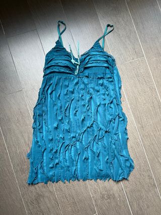 Top largo tirantes vestido azul verdoso