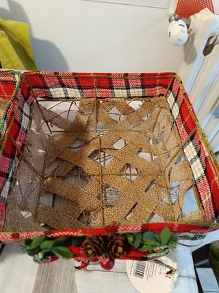 2 Cestini Natalizi Decorati cm 20x20x10