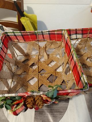 2 Cestini Natalizi Decorati cm 20x20x10