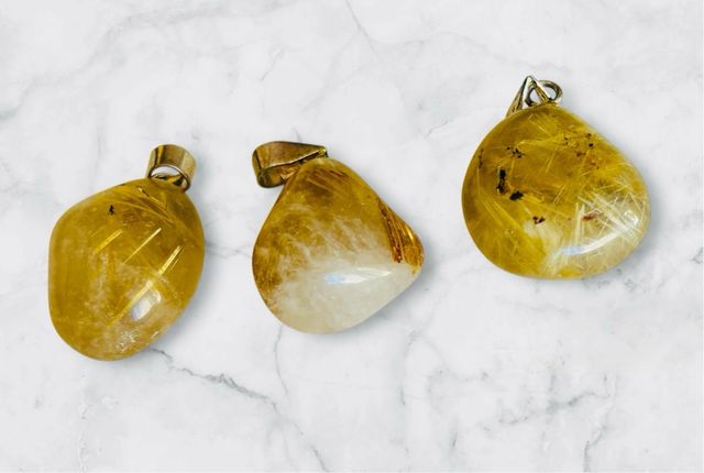 3 Colgantes Cuarzo Rutilado