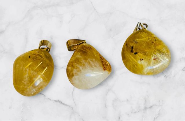 3 Colgantes Cuarzo Rutilado