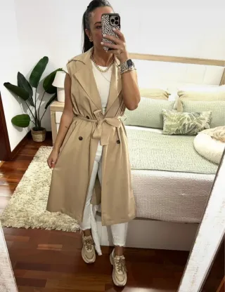Chaleco gabardina beige