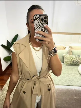 Chaleco gabardina beige