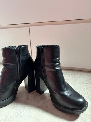 Botines negros plataforma tacón grueso