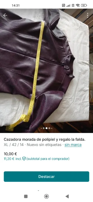 Cazadora polipiel morada + falda regalo