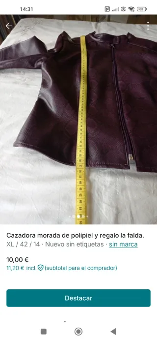 Cazadora polipiel morada + falda regalo