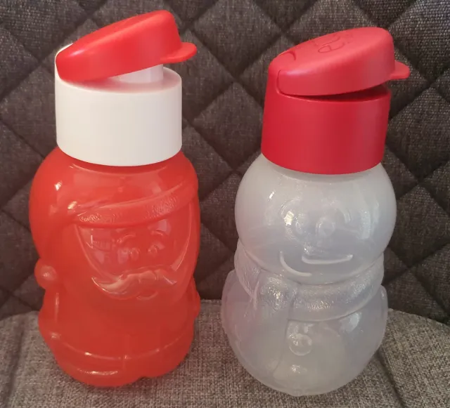 Botellas Tupperware Navideñas Santa y Muñeco Nieve