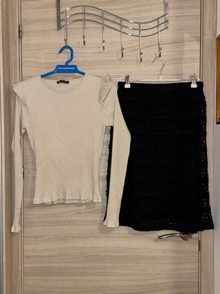Conjunto Zara Falda Encaje y Jersey