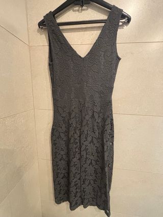Vestido Mango encaje gris talla S