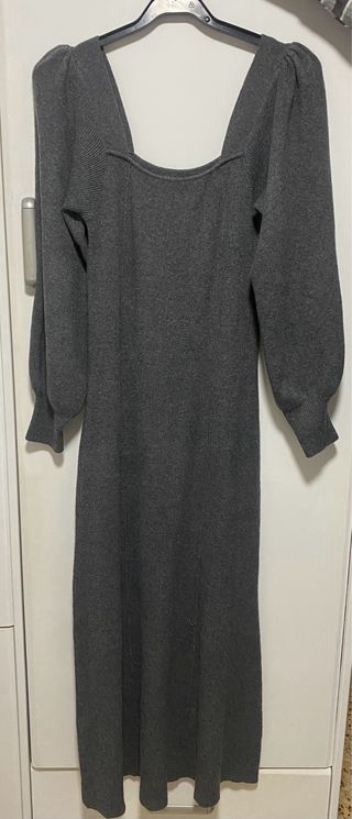 Vestido largo punto Zara gris