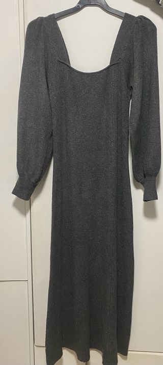 Vestido largo punto Zara gris