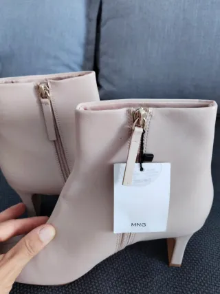 Botines Mango Beige/Rosa Talla 40