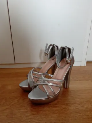 Zapatos de fiesta plateados tacón 12cm