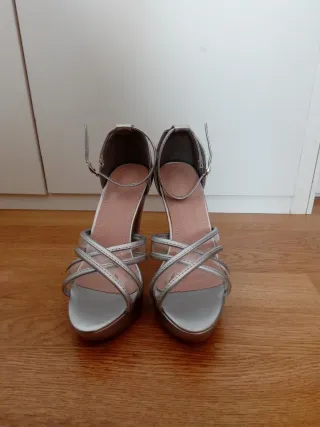 Zapatos de fiesta plateados tacón 12cm