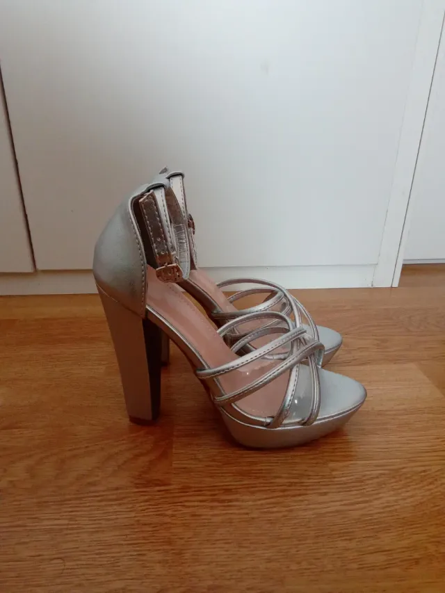 Zapatos de fiesta plateados tacón 12cm
