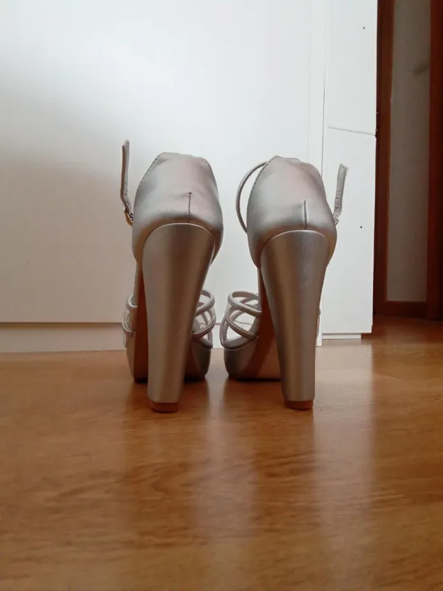 Zapatos de fiesta plateados tacón 12cm