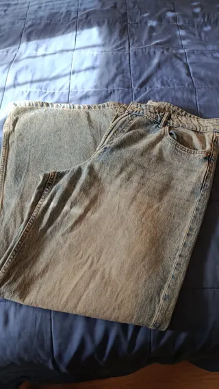 Pantalón vaquero baggy azul mujer