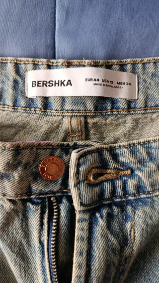 Pantalón vaquero baggy azul mujer