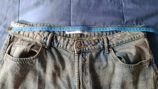 Pantalón vaquero baggy azul mujer