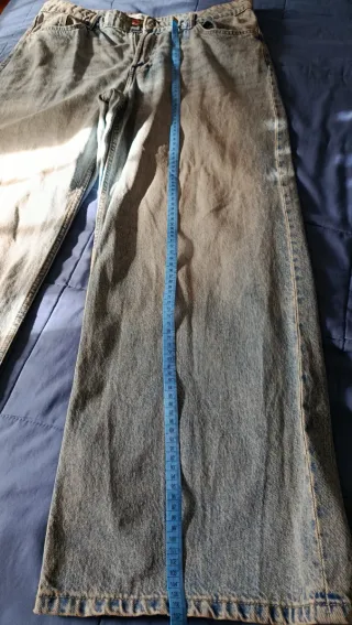 Pantalón vaquero baggy azul mujer